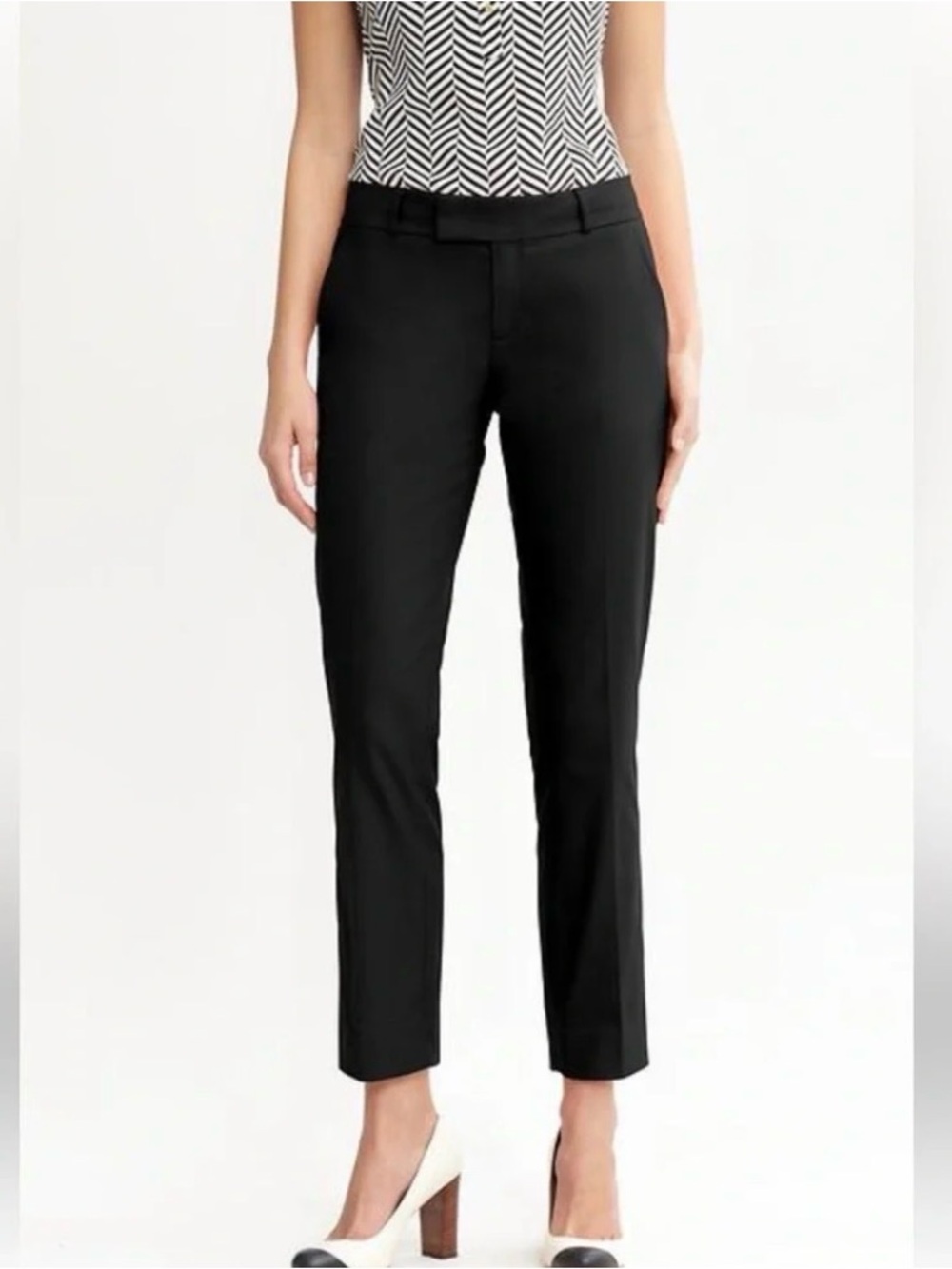 Banana Republic Women’s Hampton Fit Cropped Pants Size 12 Black Stretch Career
